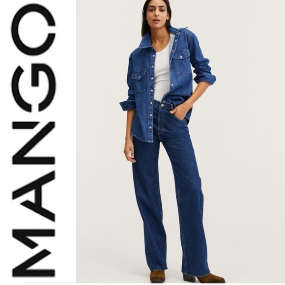 MANGO Women's 6 High Waist Wide Leg Jeans Blue - Picture 2 of 16